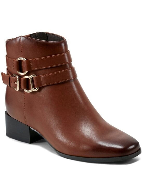 Easy Spirit Shoes - Easy Spirit Sarafina EFlex Block Heel Dress Booties - Cognac Leather Size 12M
